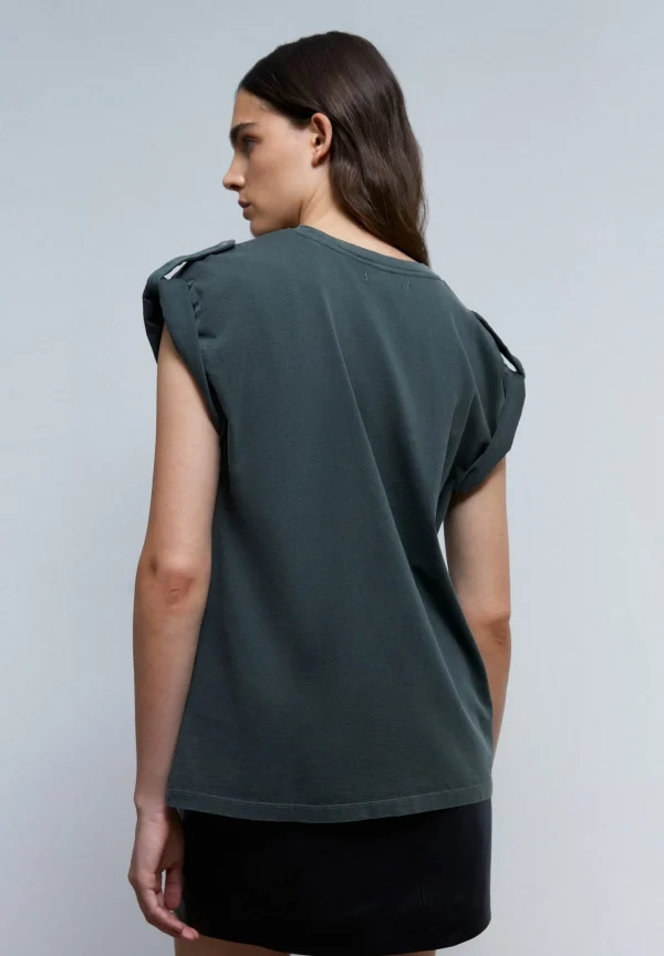scalperscompany Camiseta Lavada Detalle Manga-Mujer Camisetas Y Tops
