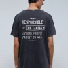 scalperscompany Camiseta Lavada Print-Hombre Camisetas