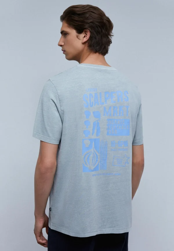 scalperscompany Camiseta Lavada Print-Hombre Camisetas
