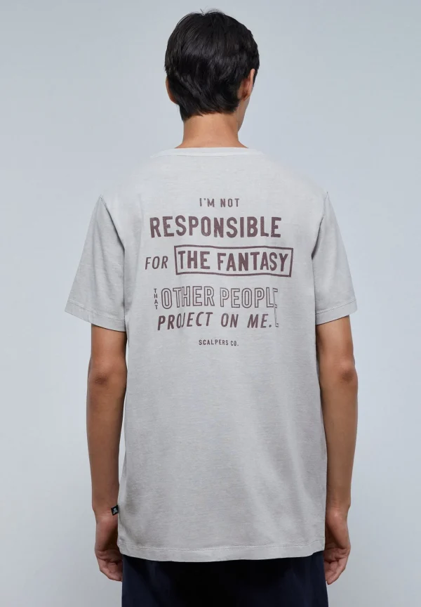 scalperscompany Camiseta Lavada Print-Hombre Camisetas
