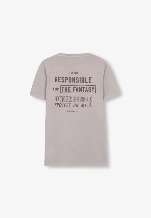 scalperscompany Camiseta Lavada Print-Hombre Camisetas