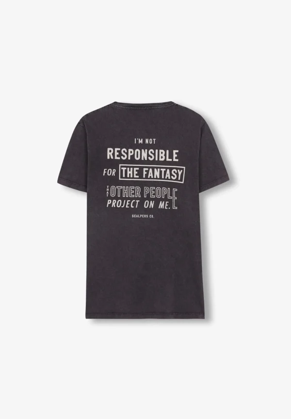 scalperscompany Camiseta Lavada Print-Hombre Camisetas