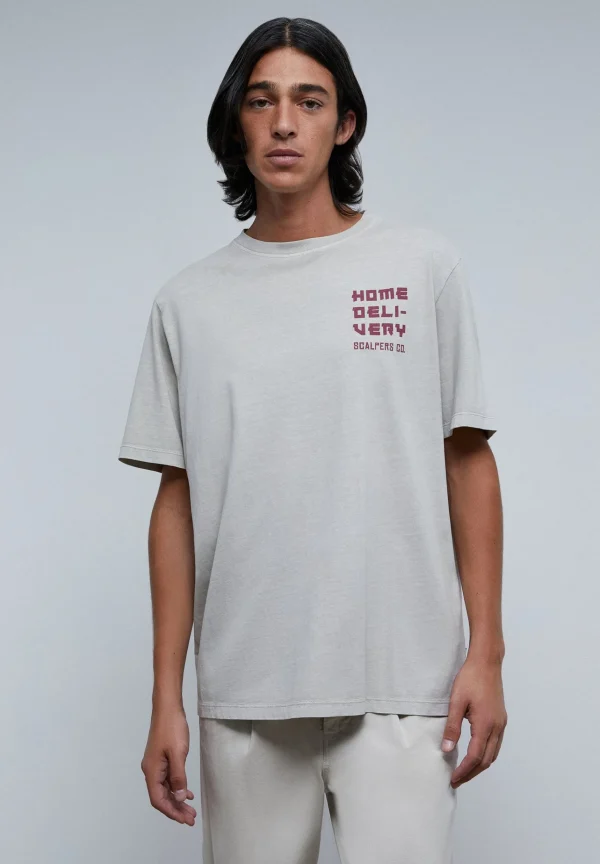 scalperscompany Camiseta Lavada Print Contraste-Hombre Camisetas