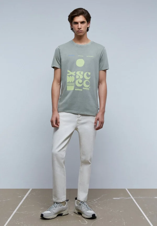 scalperscompany Camiseta Lavada Print Frontal-Hombre Camisetas