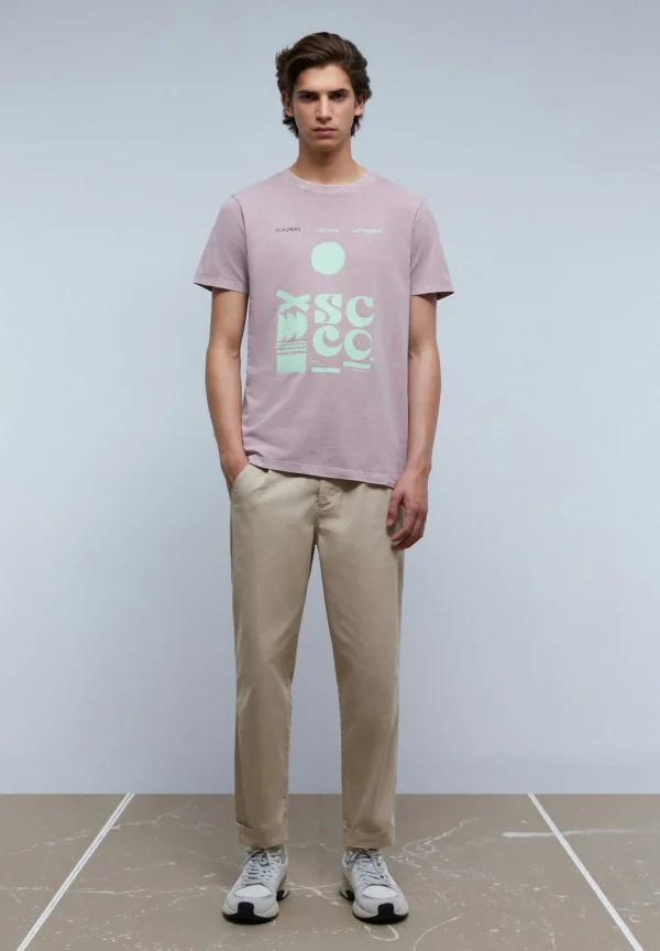 scalperscompany Camiseta Lavada Print Frontal-Hombre Camisetas