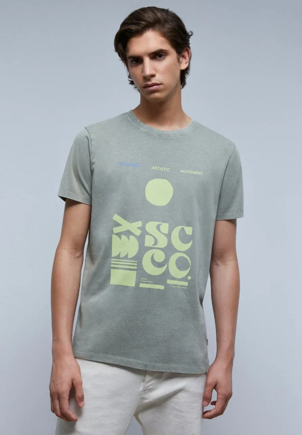 scalperscompany Camiseta Lavada Print Frontal-Hombre Camisetas
