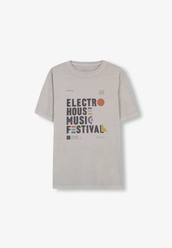 scalperscompany Camiseta Lavada Print Frontal Festival-Hombre Camisetas