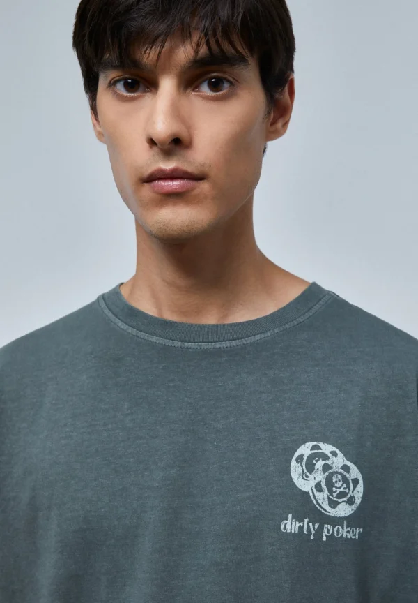 scalperscompany Camiseta Lavada Print Poker-Hombre Camisetas