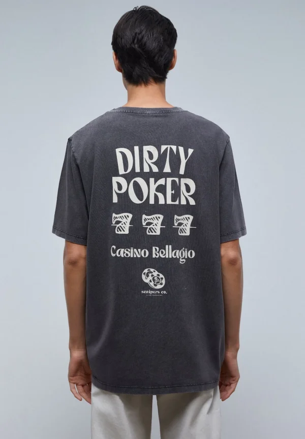 scalperscompany Camiseta Lavada Print Poker-Hombre Camisetas