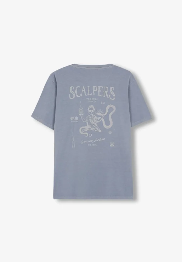 scalperscompany Camiseta Lavada Print Trasero-Hombre Camisetas