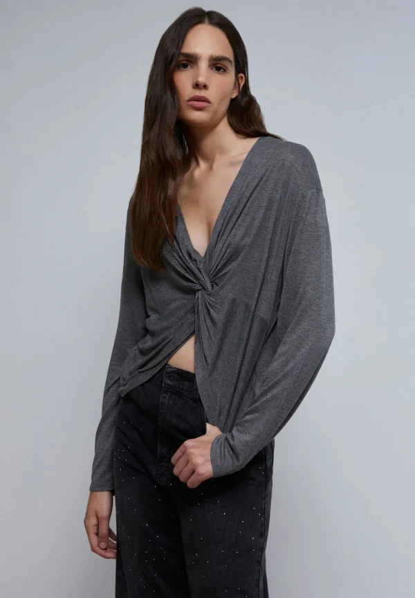 scalperscompany Camiseta Lurex Detalle Nudo-Mujer Camisetas Y Tops