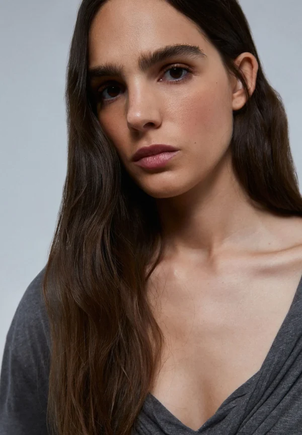 scalperscompany Camiseta Lurex Detalle Nudo-Mujer Camisetas Y Tops