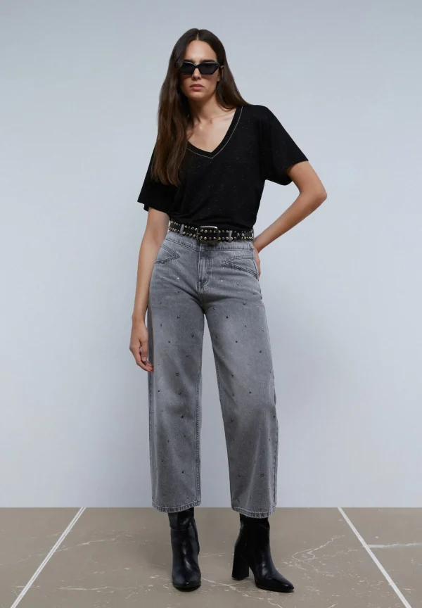 scalperscompany Camiseta Lurex Fruncido Lateral-Mujer Camisetas Y Tops