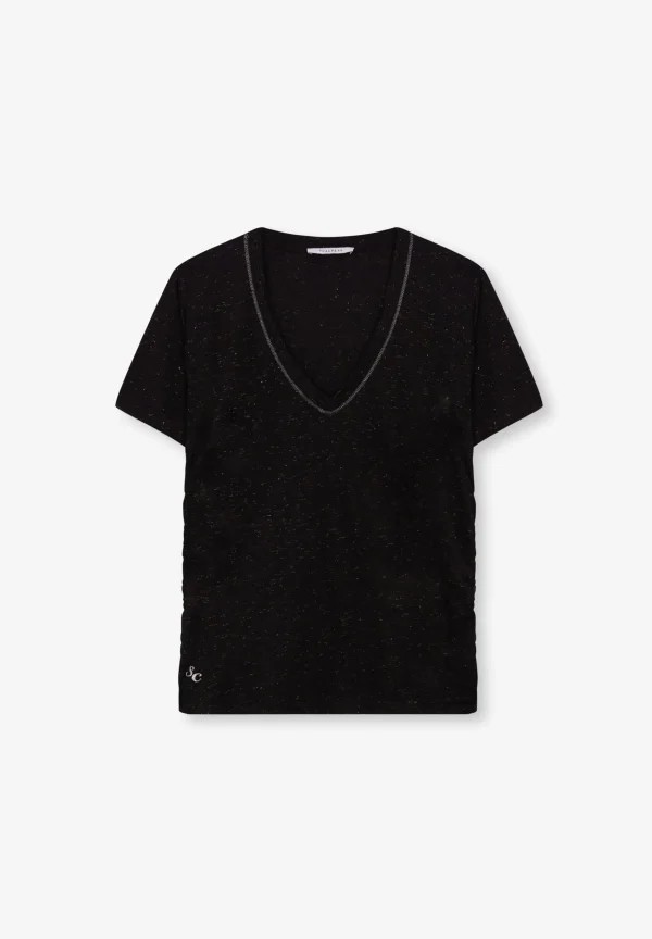 scalperscompany Camiseta Lurex Fruncido Lateral-Mujer Camisetas Y Tops