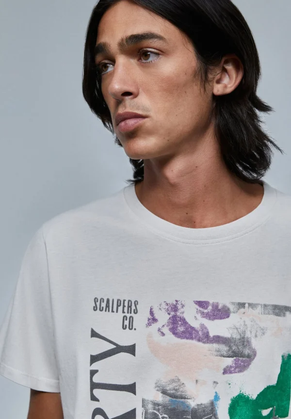 scalperscompany Camiseta Print Abstracto-Hombre Camisetas