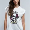 scalperscompany Camiseta Print Detalle Manga-Mujer Camisetas Y Tops