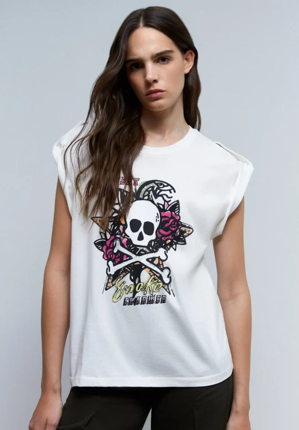 scalperscompany Camiseta Print Detalle Manga-Mujer Camisetas Y Tops