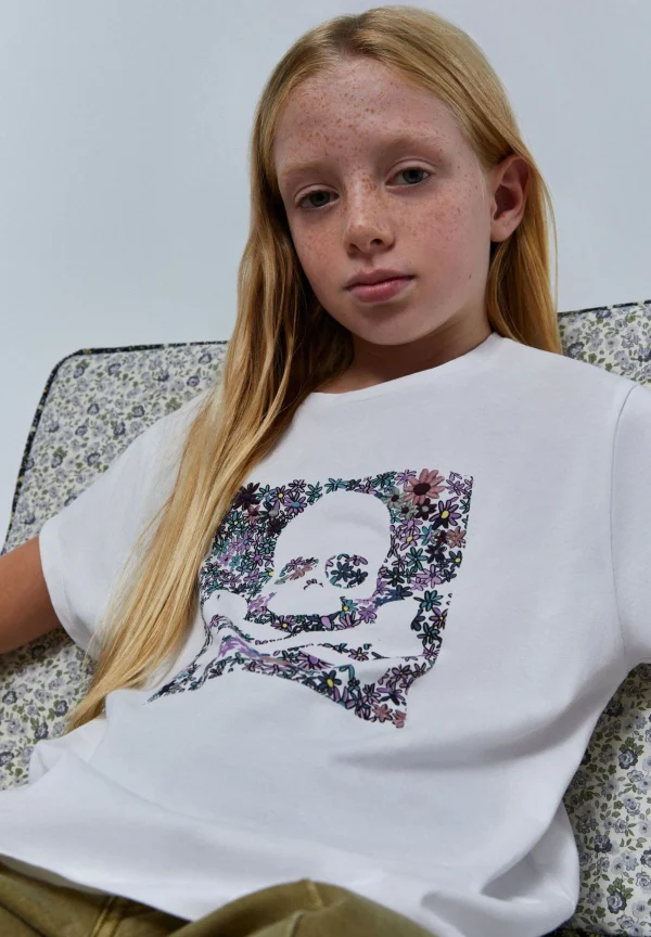 scalperscompany Camiseta Print Flores Calavera-Niños Camisetas