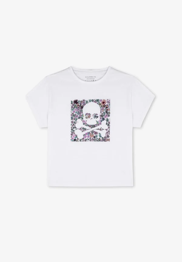 scalperscompany Camiseta Print Flores Calavera-Niños Camisetas