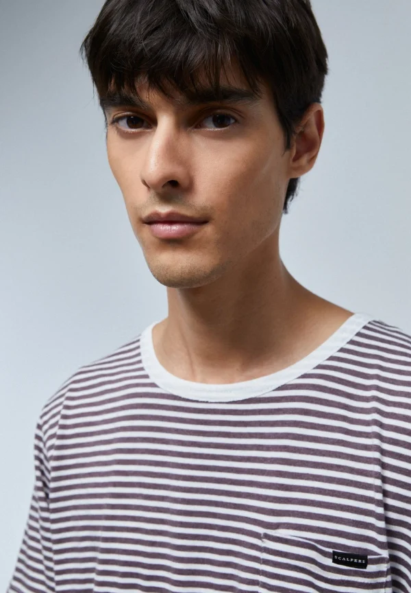 scalperscompany Camiseta Rayas Bolsillo-Hombre Camisetas
