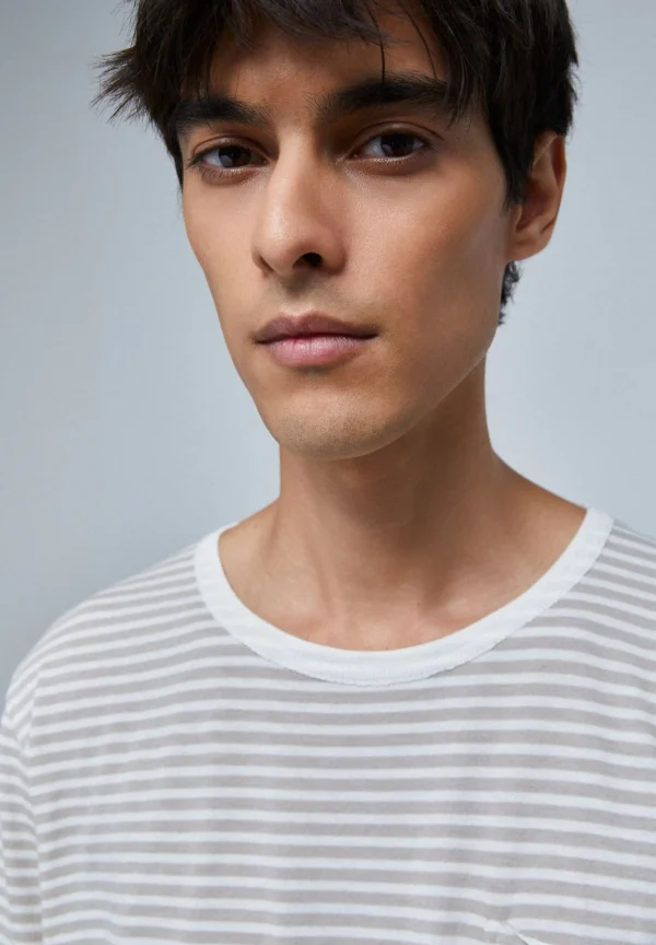 scalperscompany Camiseta Rayas Bolsillo-Hombre Camisetas