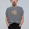 scalperscompany Camiseta Rayas Logo Lentejuelas-Niños Camisetas