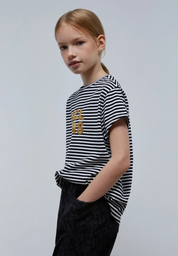 scalperscompany Camiseta Rayas Logo Lentejuelas-Niños Camisetas