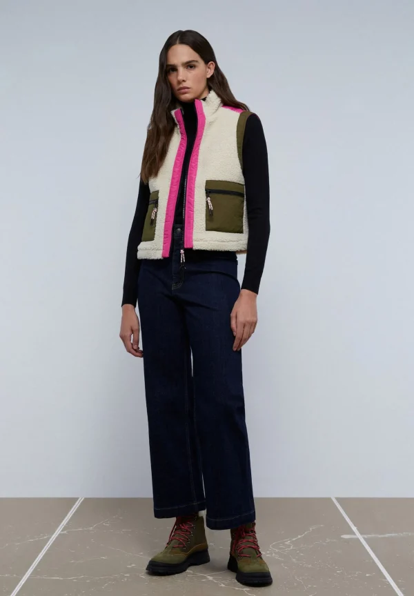 scalperscompany Chaleco Borrego Paneles Contraste-Mujer Blazers Y Chalecos