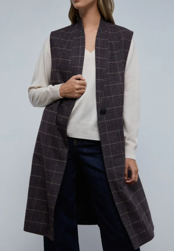 scalperscompany Chaleco Largo Cuadros-Mujer Blazers Y Chalecos