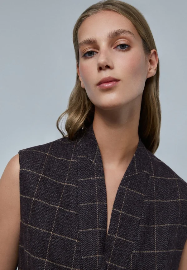 scalperscompany Chaleco Largo Cuadros-Mujer Blazers Y Chalecos