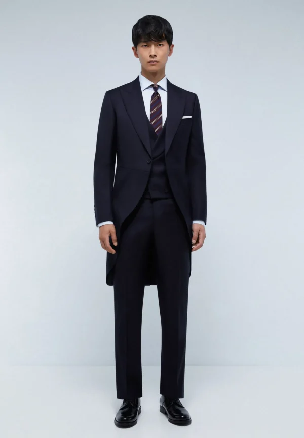 scalperscompany Chaque Azul Marino Lana Tres Piezas-Hombre Trajes