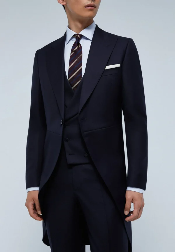 scalperscompany Chaque Azul Marino Lana Tres Piezas-Hombre Trajes