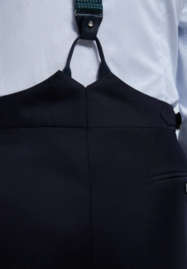 scalperscompany Chaque Azul Marino Lana Tres Piezas-Hombre Trajes