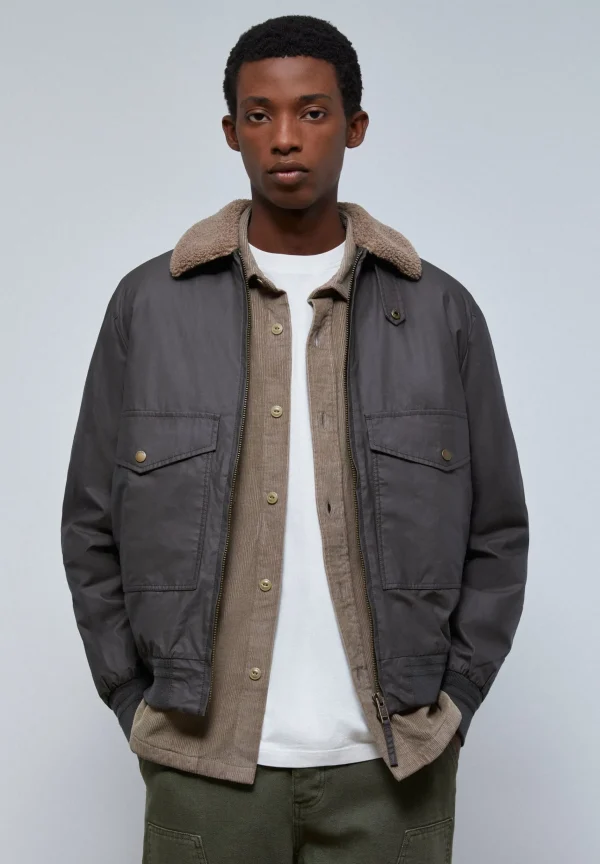 scalperscompany Chaqueta Aviador Cuello Borrego-Hombre Abrigos Y Chaquetas
