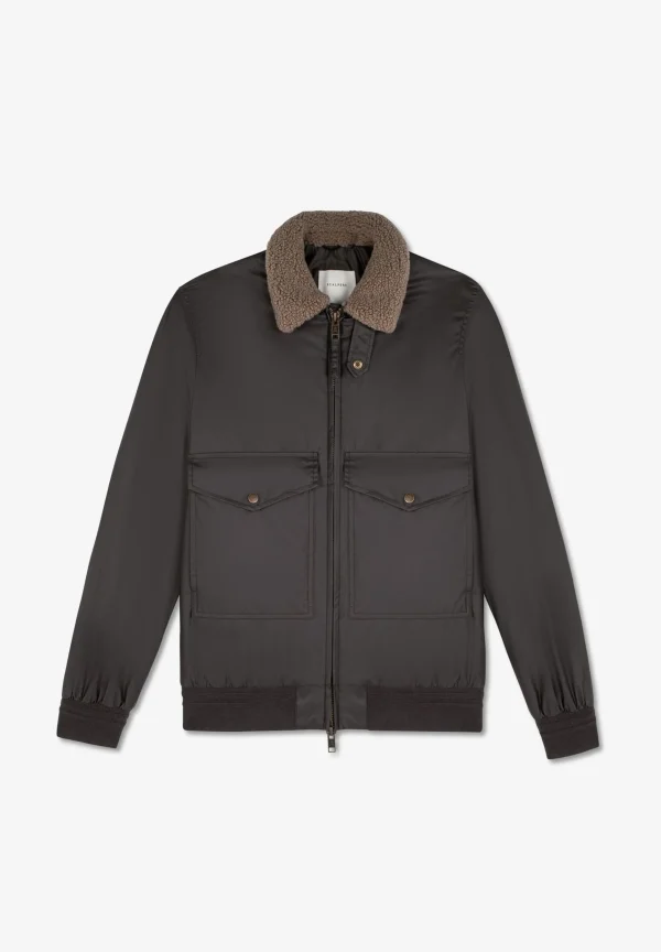 scalperscompany Chaqueta Aviador Cuello Borrego-Hombre Abrigos Y Chaquetas