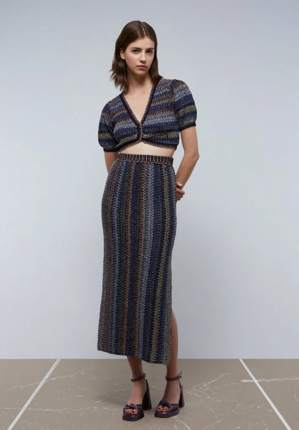 scalperscompany Falda Midi Crochet Lurex-Mujer Faldas