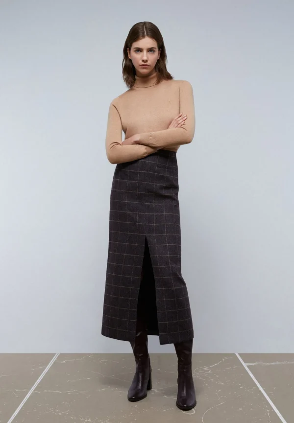 scalperscompany Falda Midi Cuadros Abertura-Mujer Faldas