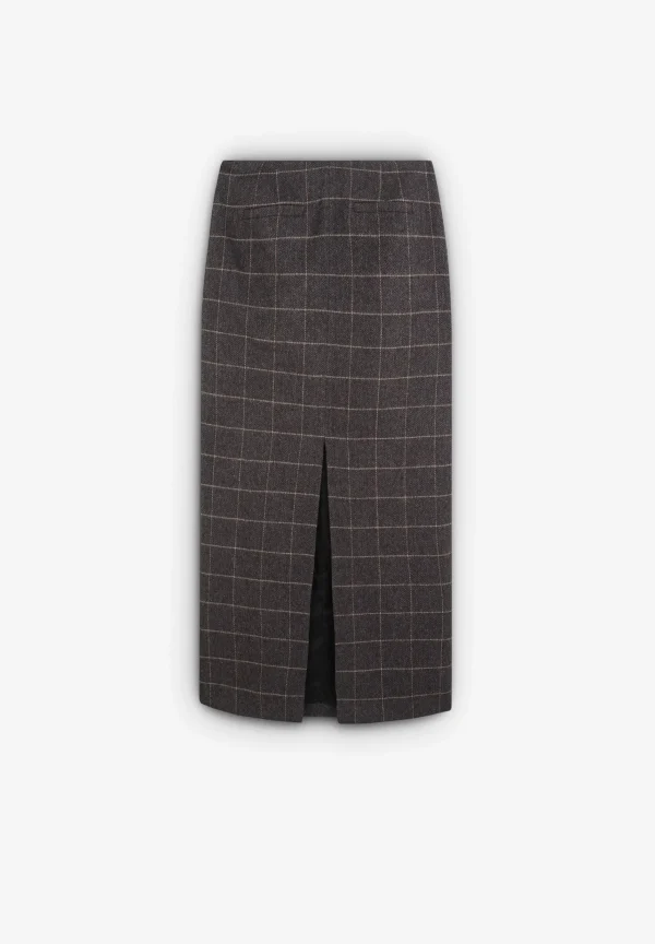 scalperscompany Falda Midi Cuadros Abertura-Mujer Faldas