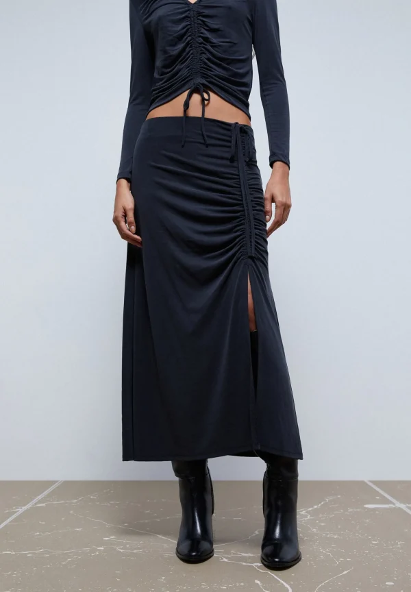 scalperscompany Falda Midi Frunce Lateral-Mujer Total Look