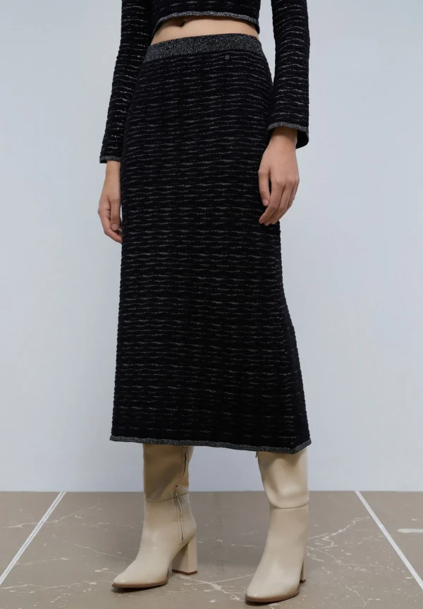 scalperscompany Falda Midi Punto Lurex-Mujer Total Look