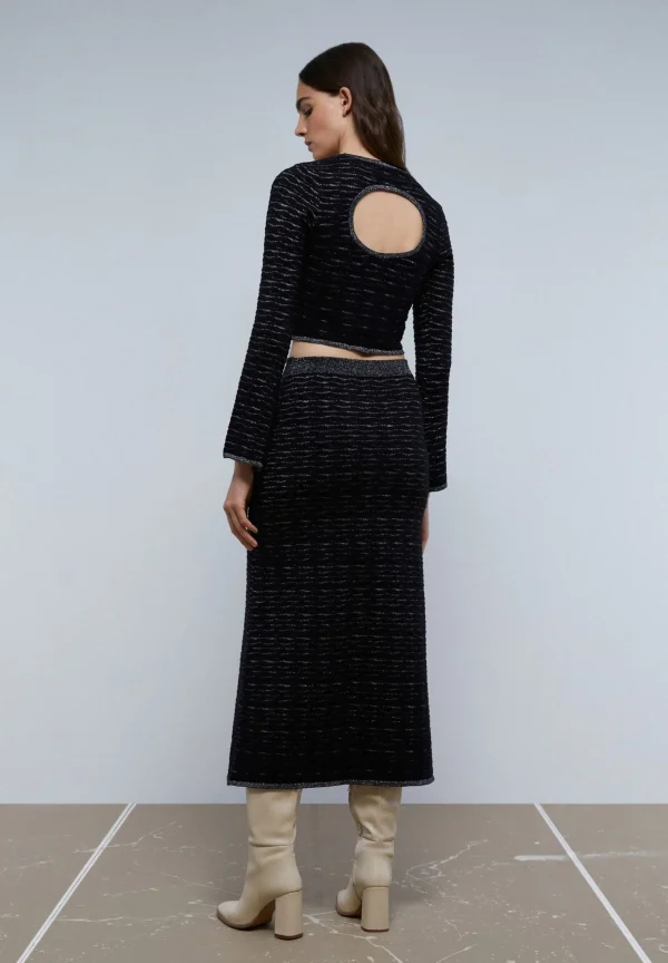 scalperscompany Falda Midi Punto Lurex-Mujer Total Look