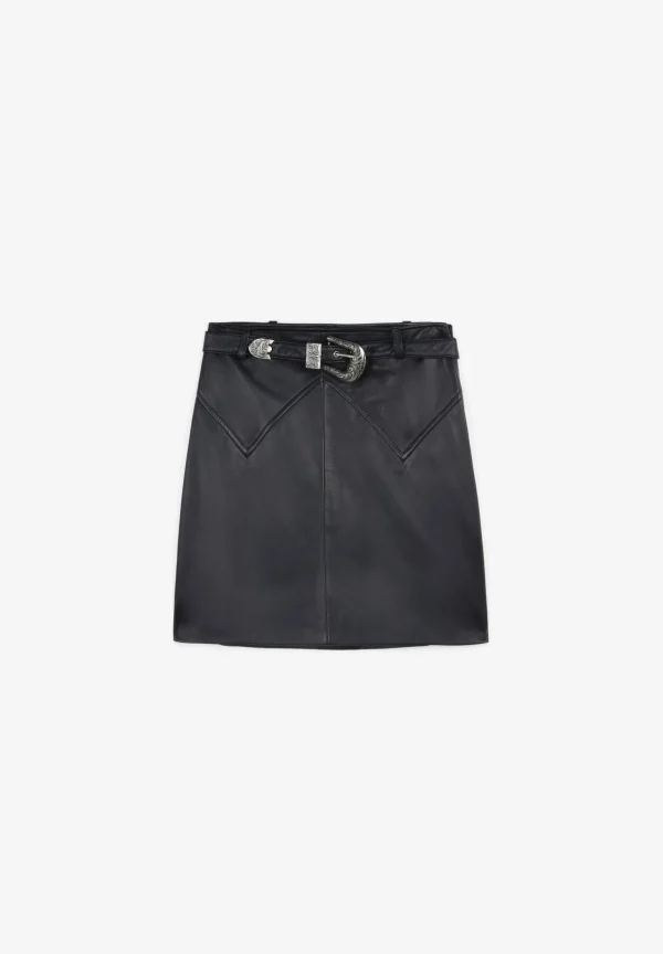 scalperscompany Falda Mini Piel Cinturon-Mujer Faldas