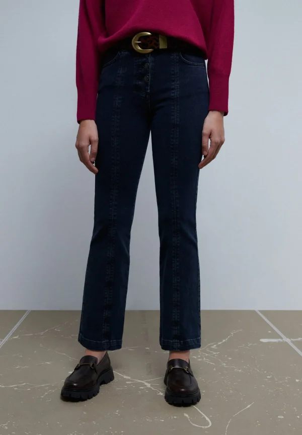 scalperscompany Jeans Ankle Flare Costuras-Mujer Jeans