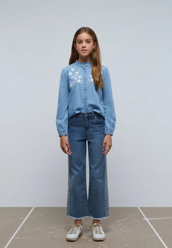 scalperscompany Jeans Wide Leg Bordado Lateral-Niños Pantalones Y Petos