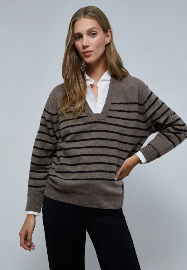 scalperscompany Jersey Rayas Detalle Escote-Mujer Punto