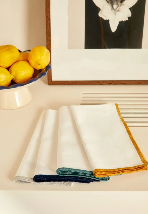scalperscompany Pack Servilletas Lino Borde Contraste-Home Manteleria