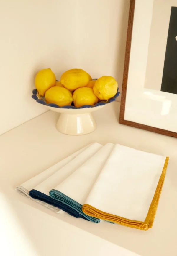 scalperscompany Pack Servilletas Lino Borde Contraste-Home Manteleria