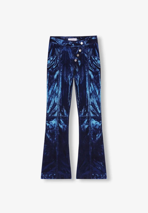 scalperscompany Pantalon Flare Metalizado-Mujer Pantalones