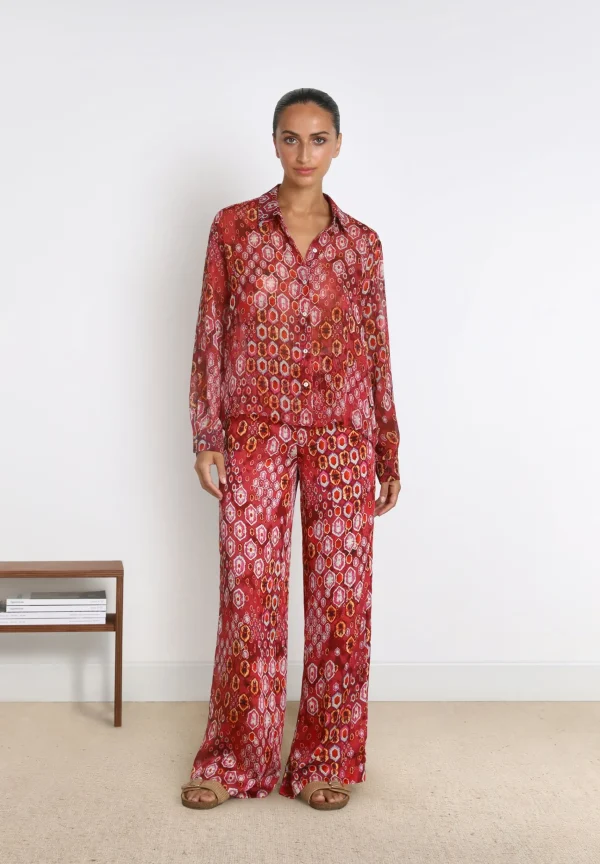 scalperscompany Pantalon Fluido Etnico-Mujer Total Look