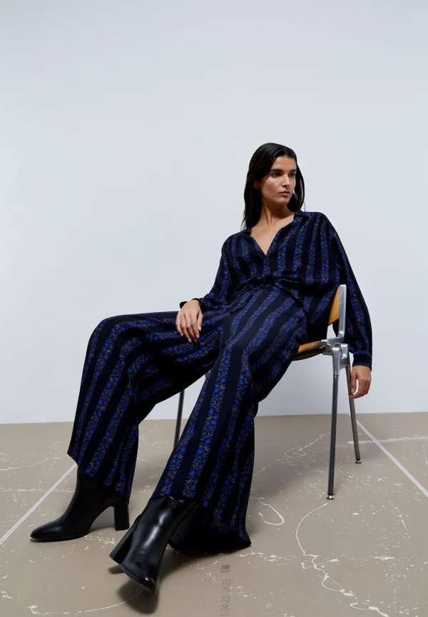 scalperscompany Pantalon Palazzo Rayas Flores-Mujer Total Look